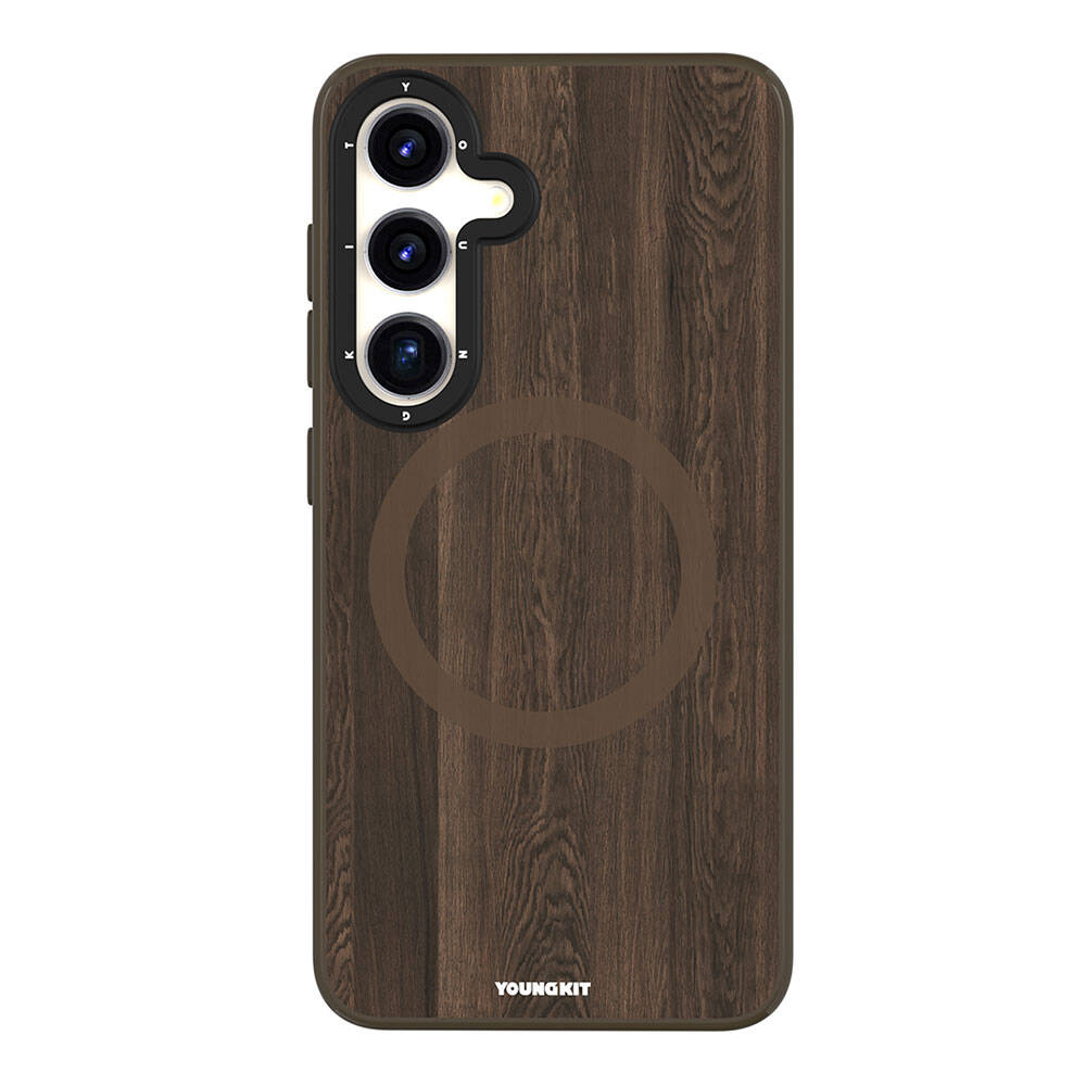 __vg|Kahverengi|0|6942288406089-01|Galaxy S24 Kılıf MagSafe Şarj Özellikli Sararmaya Dayanıklı Youngkit Wood Forest Serisi Kapak