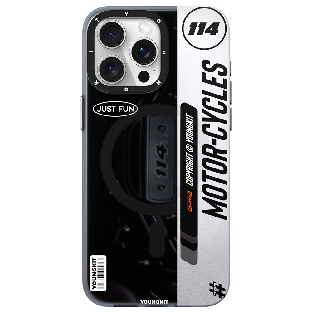 __vg|Siyah|0|6942288416330-01|Apple iPhone 14 Pro Max Kılıf MagSafe Şarj Özellikli Youngkit Motorcycle Legend Serisi Kapak