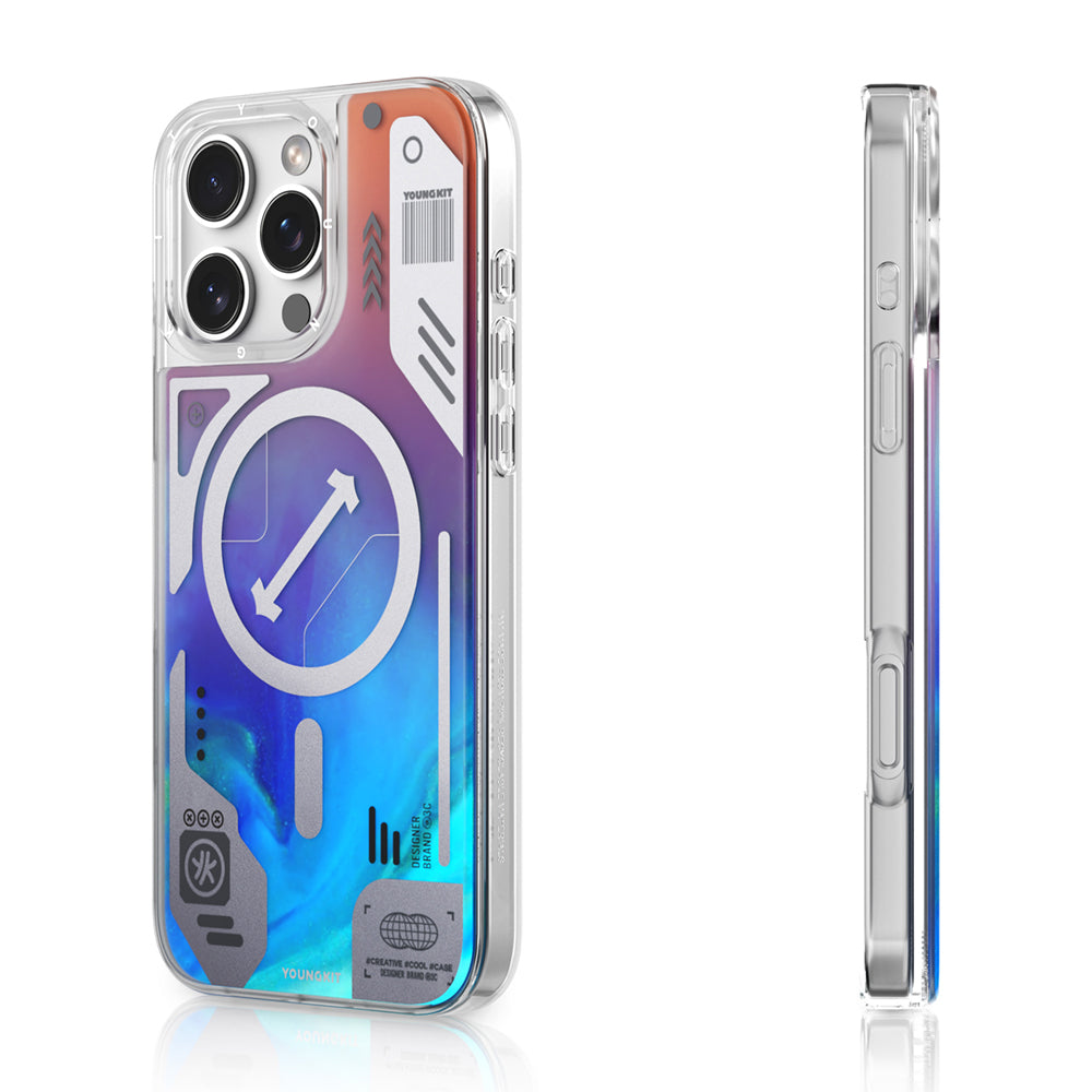 __vg|Mavi|0|6942288417207-01|Apple iPhone 16 Pro Kılıf MagSafe Şarj Özellikli Parlak Kumlu Sıvılı Tasarımlı Galaxy Fantasy Serisi Kapak