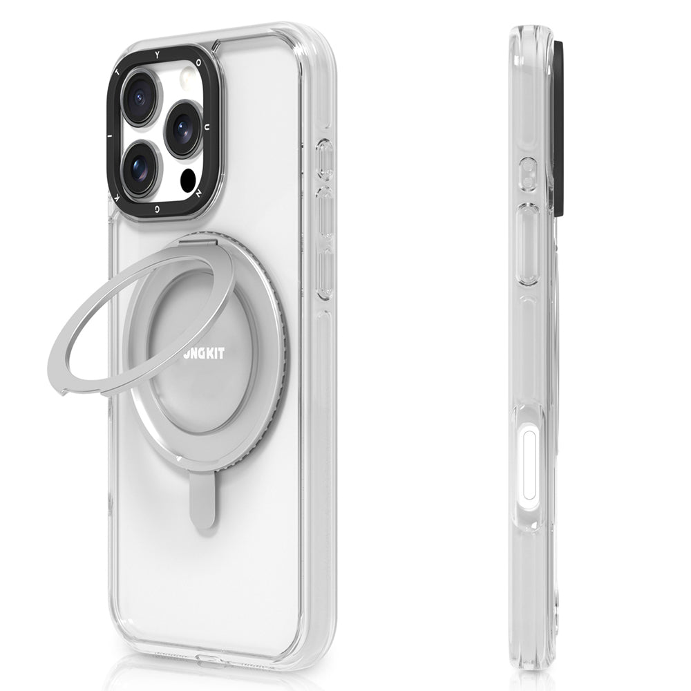 __vg|Şeffaf|0|6942288418174-01|Apple iPhone 16 Pro Max Kılıf MagSafe Şarj Özellikli Parmak Ring Standlı Youngkit Pivot Serisi Kapak