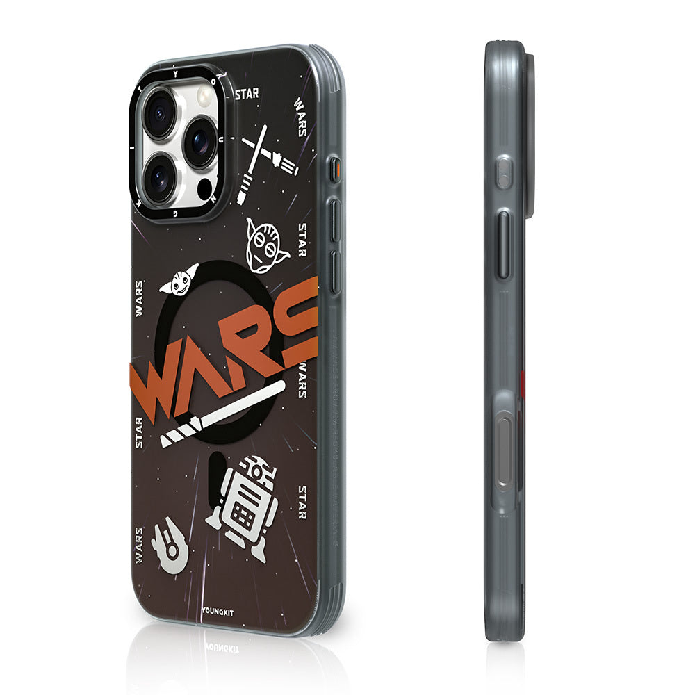 __vg|Siyah-Turuncu|0|6942288419256-01|Apple iPhone 16 Pro Kılıf MagSafe Şarj Özellikli Airbagli Hologram Tasarımlı Youngkit Interstellar Serisi Kapak