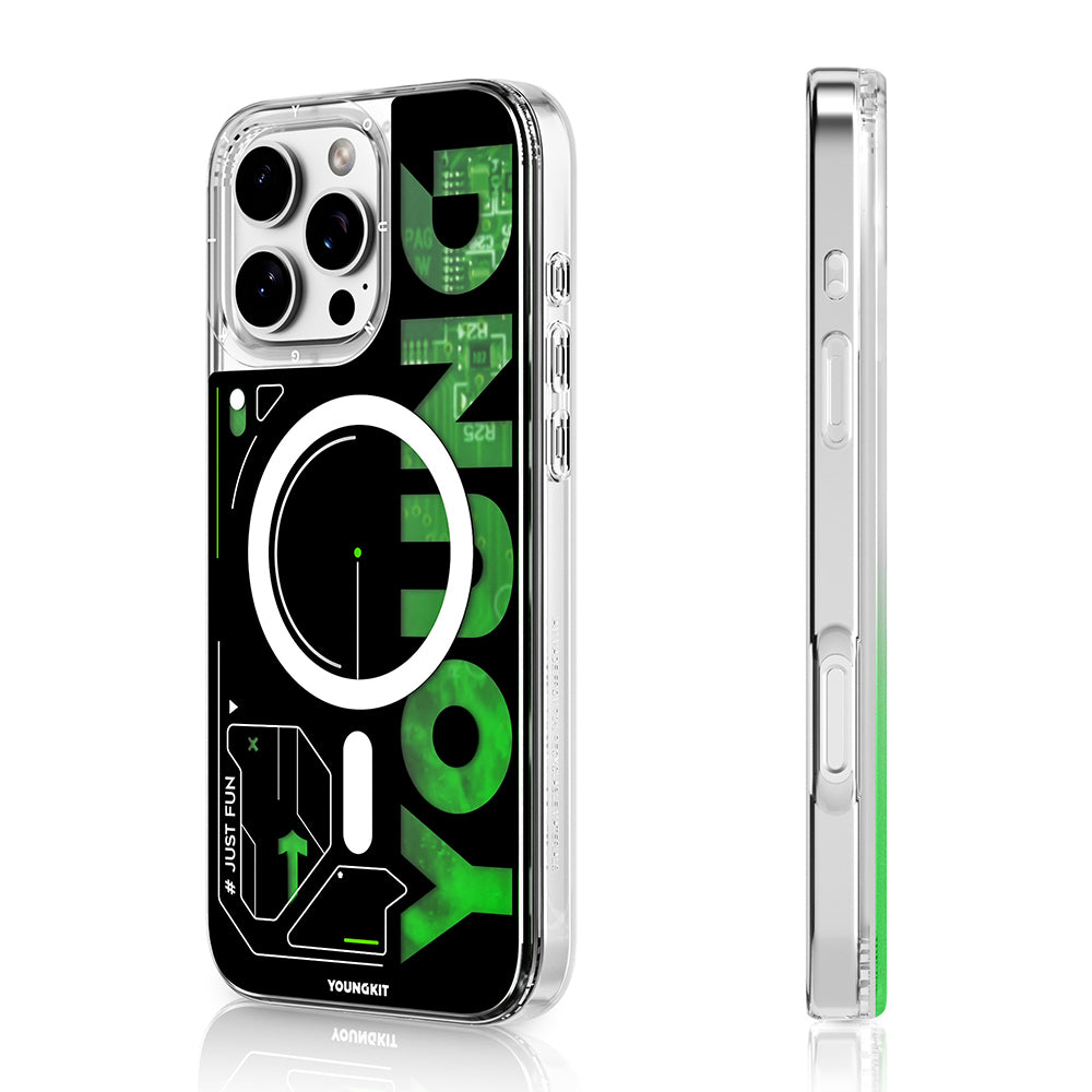 __vg|Yeşil|0|6942288420078-01|Apple iPhone 16 Pro Kılıf MagSafe Şarj Özellikli Airbagli Çift Katmanlı Youngkit Future Streamer Serisi Kapak