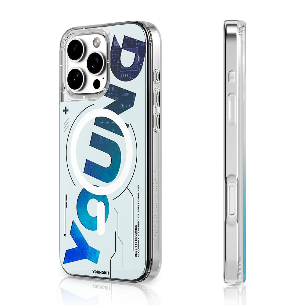 __vg|Mavi|0|6942288420122-01|Apple iPhone 16 Pro Max Kılıf MagSafe Şarj Özellikli Airbagli Çift Katmanlı Youngkit Future Streamer Serisi Kapak