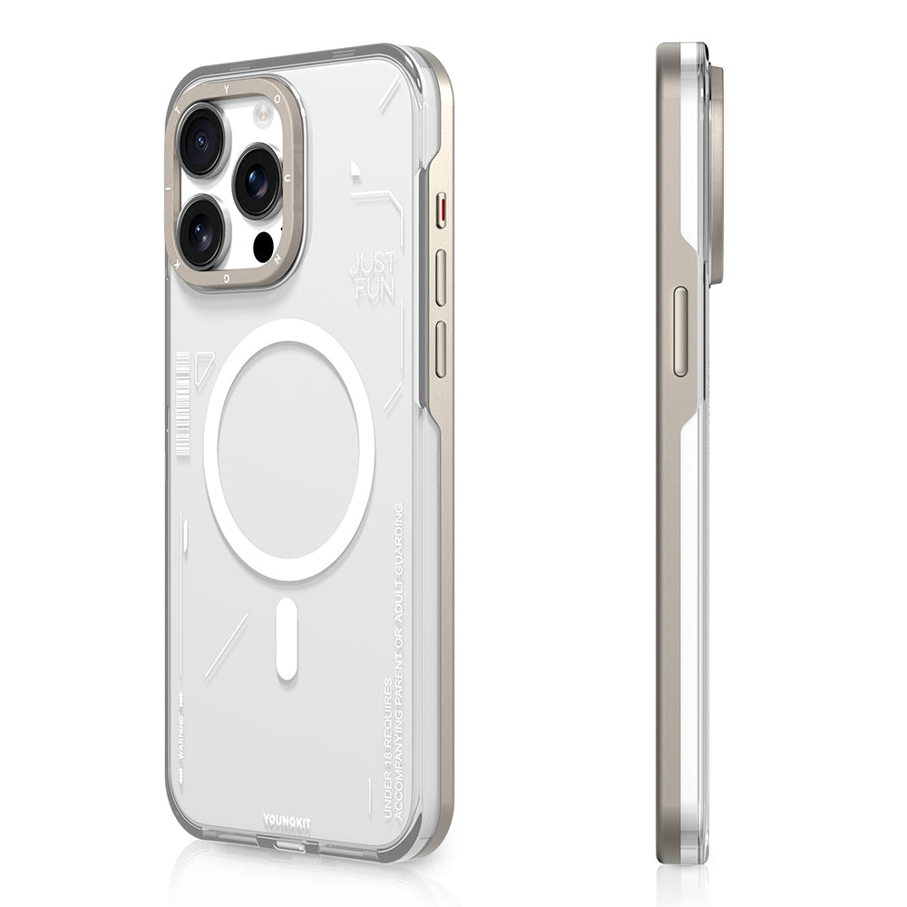 __vg|Gold|0|6942288420689-01|Apple iPhone 16 Pro Kılıf MagSafe Şarj Özellikli Çıkarılabilir Arka Yüzeyli Youngkit Mecha Kapak