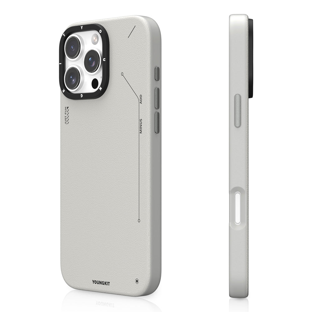 __vg|Gri|0|6942288421365-01|Apple iPhone 15 Pro Kılıf MagSafe Şarj Özellikli Basit Mat Deri Desenli Youngkit Tech Fashion Serisi Kapak