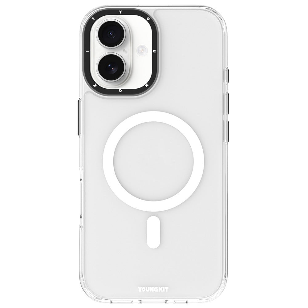__vg|Şeffaf|0|6942288421778-01|Apple iPhone 16 Kılıf MagSafe Şarj Özellikli Cam Arka Yüzey TPU Youngkit Gemstone Serisi Kapak