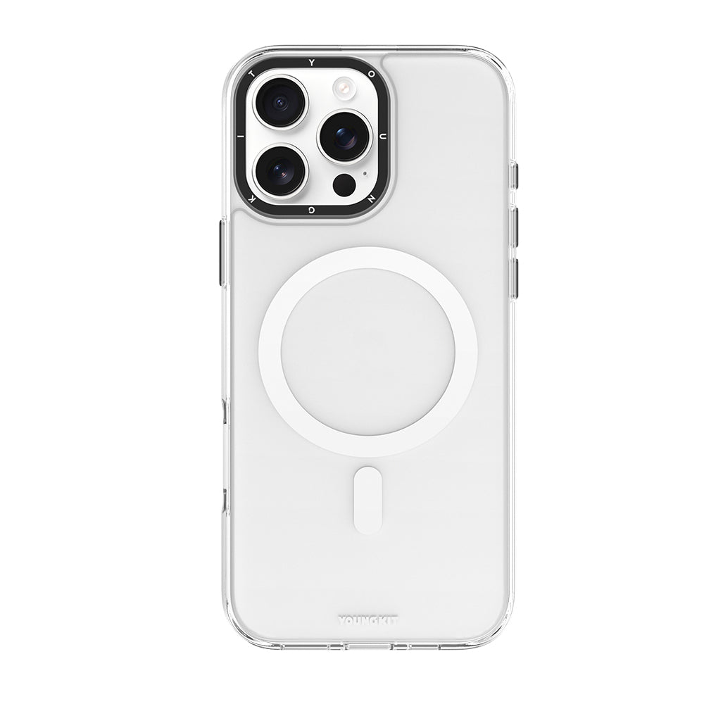 __vg|Şeffaf|0|6942288421792-01|Apple iPhone 16 Pro Max Kılıf MagSafe Şarj Özellikli Cam Arka Yüzey TPU Youngkit Gemstone Serisi Kapak