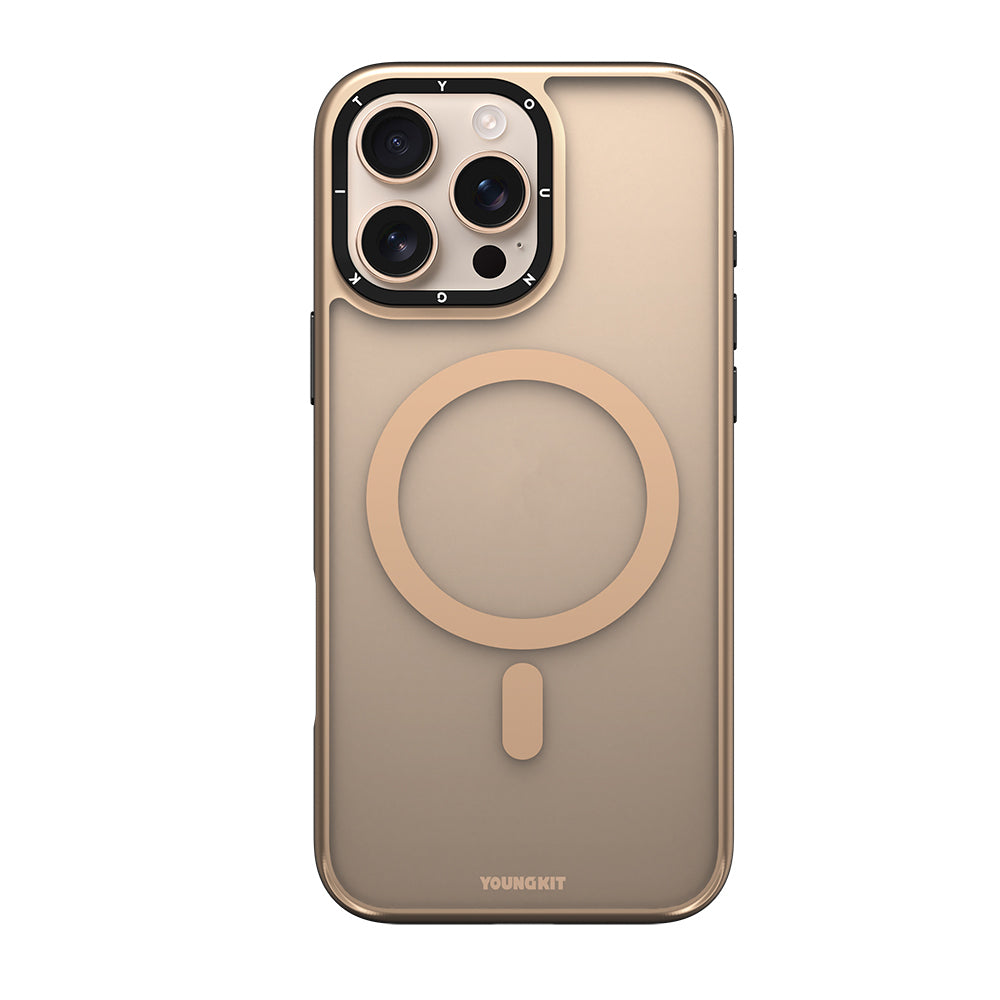 __vg|Gold|0|6942288421853-01|Apple iPhone 16 Pro Max Kılıf MagSafe Şarj Özellikli Cam Arka Yüzey TPU Youngkit Gemstone Serisi Kapak