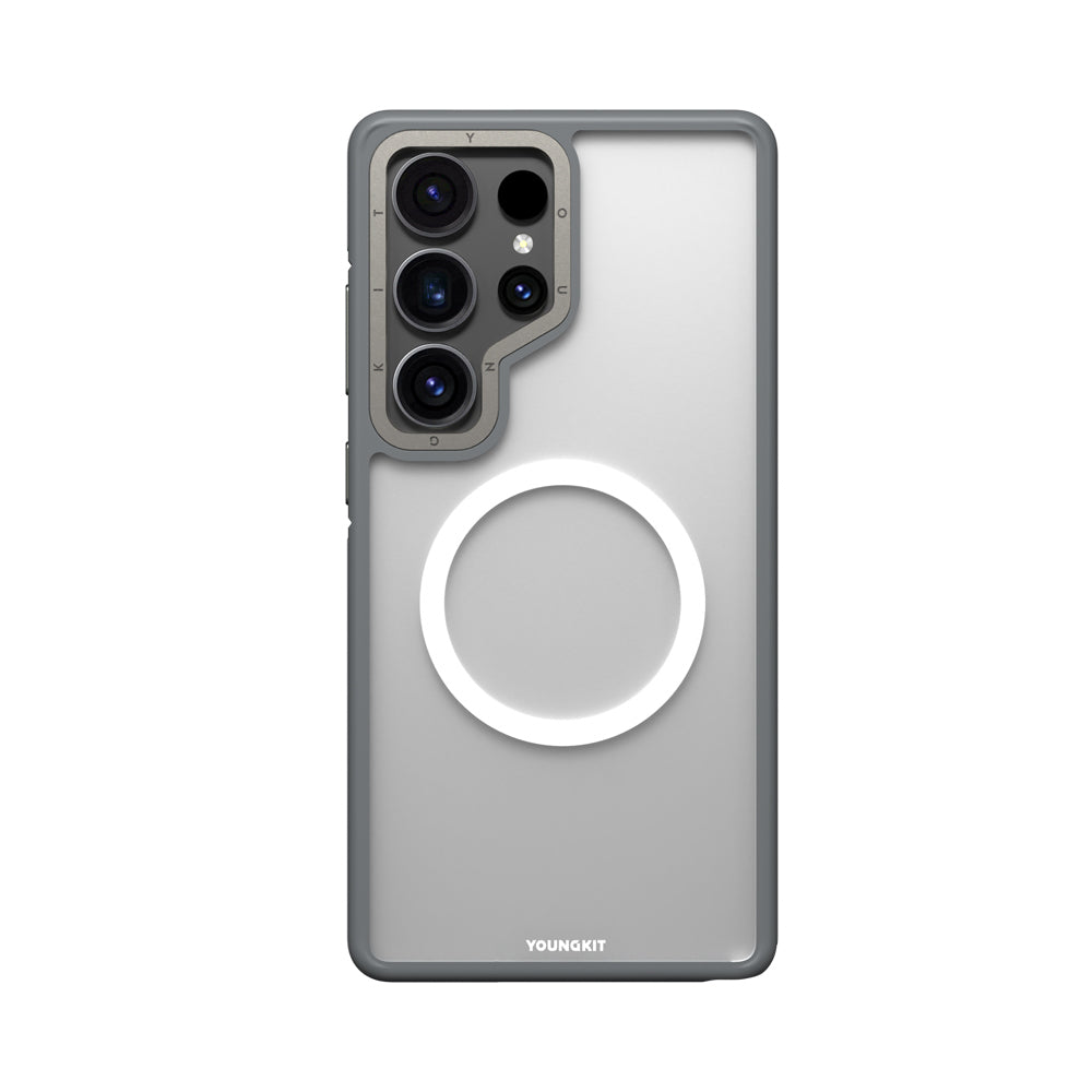 __vg|Gri|0|6942288422355-01|Galaxy S25 Ultra Kılıf MagSafe Şarj Özellikli Youngkit Rock Sand Serisi Kapak