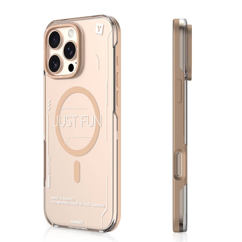 __vg|Desert Gold|0|6942288423192-01|Apple iPhone 16 Pro Kılıf MagSafe Şarj Özellikli Çıkarılabilir Arka Yüzeyli Youngkit Mecha Kapak