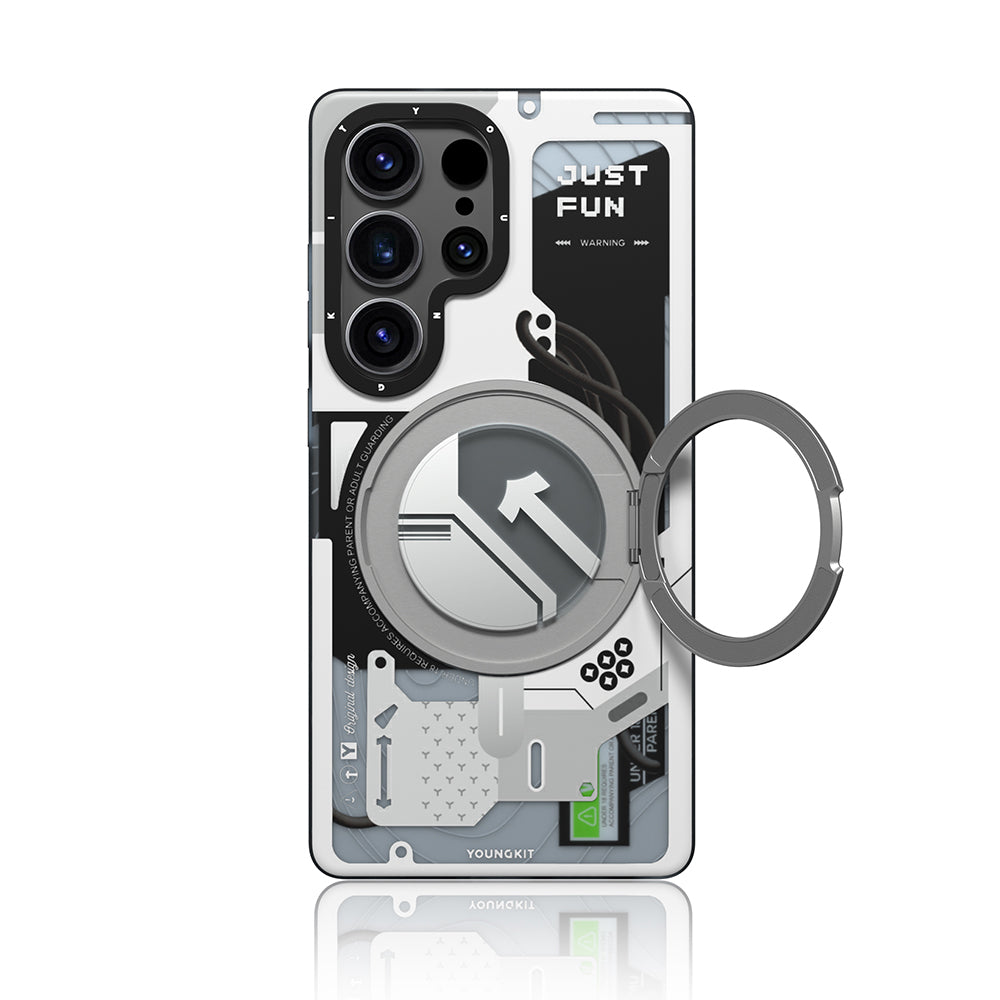 __vg|Beyaz|0|6942288423338-01|Galaxy S25 Ultra Kılıf MagSafe Şarj Özellikli Youngkit 360° Standlı Starship Serisi Kapak