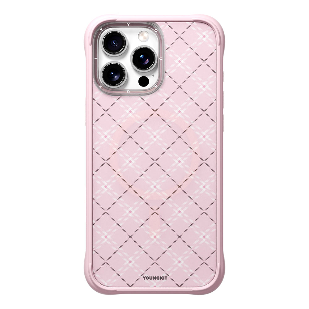 __vg|Pembe|0|6942288427282-01|Apple iPhone 16 Pro Kılıf MagSafe Şarj Özellikli Youngkit Argyle Serisi Kapak