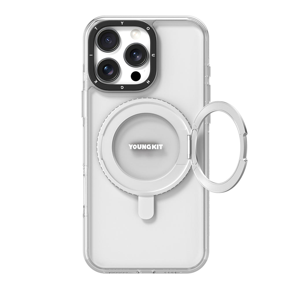 __vg|Şeffaf|0|6942288439483-01|Apple iPhone 16 Pro Max Kılıf MagSafe Şarj Özellikli Standlı Aksiyon Butonlu Youngkit Pivot Serisi Kapak