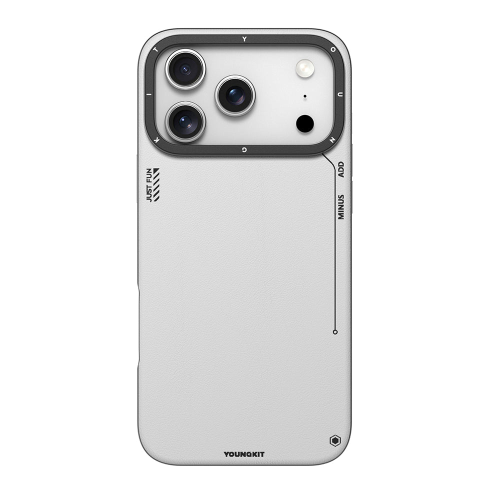 __vg|Gri|0|6942288442780-01|Apple iPhone 17 Pro Kılıf MagSafe Şarj Özellikli Basit Mat Deri Desenli Youngkit Tech Fashion Serisi Kapak