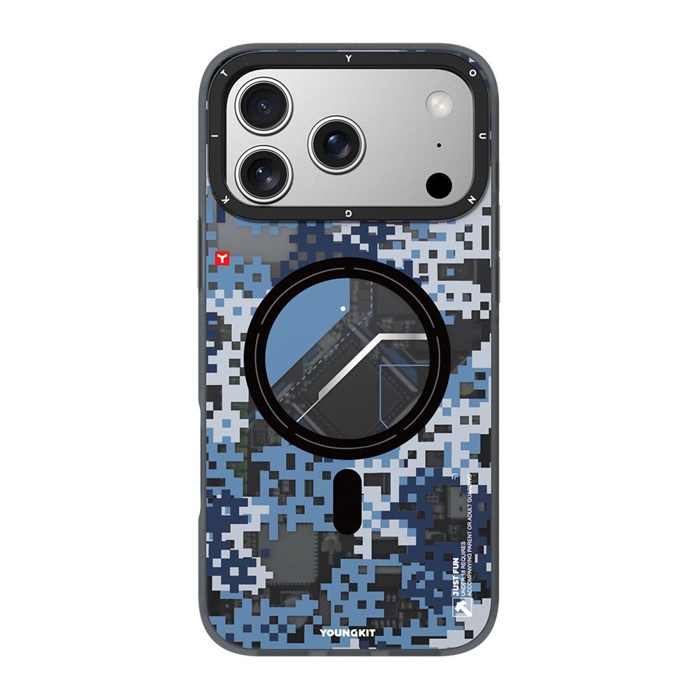__vg|Mavi|0|6942288450457-01|Apple iPhone 17 Pro Max Kılıf MagSafe Şarj Özellikli Youngkit Camouflage Sykell Serisi Kapak