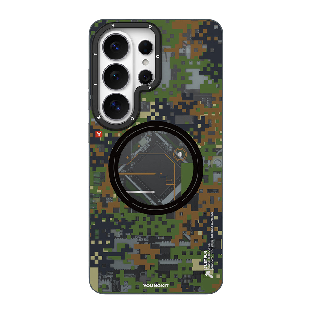 __vg|Yeşil|0|6942288476174-01|Galaxy S26 Ultra Kılıf M-Safe Şarj Özellikli Youngkit Camouflage Sykell Serisi Kapak