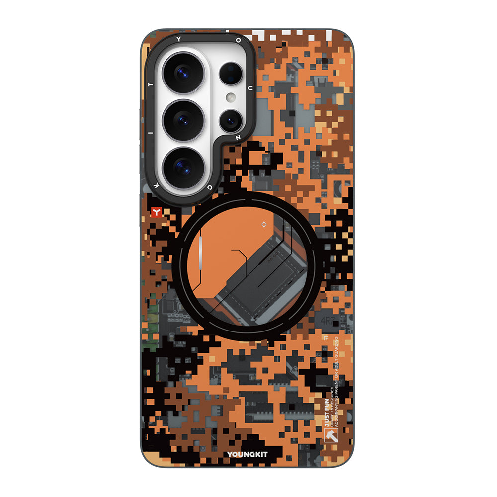 __vg|Turuncu|0|6942288476198-01|Galaxy S26 Ultra Kılıf M-Safe Şarj Özellikli Youngkit Camouflage Sykell Serisi Kapak