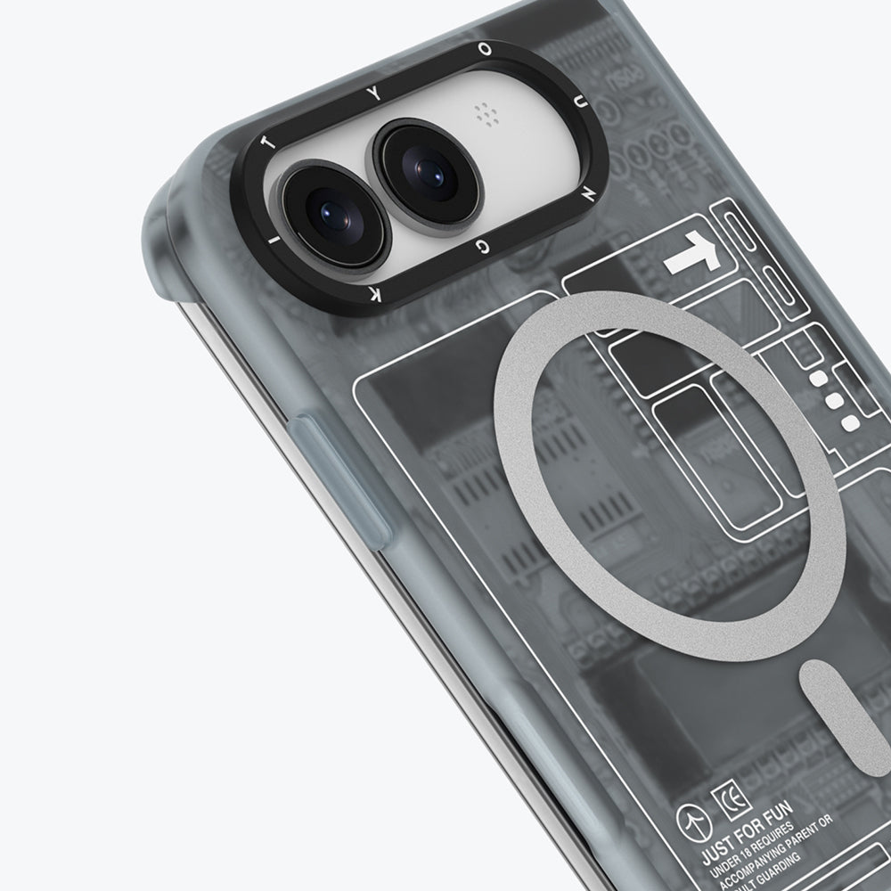Apple iPhone Duo Kılıf MagSafe Şarj Özellikli Kamera Denetim Butonlu Youngkit Technology Serisi Kapak - Gri