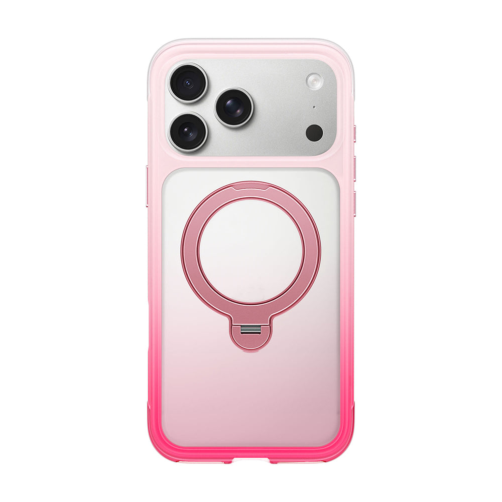 Apple iPhone 17 Pro Max Kılıf Wiwu AS-204 AeroShield Aurora Ultra Serisi MagSafe Şarj Özellikli Airbag Tasarımlı Standlı Kapak - Pembe