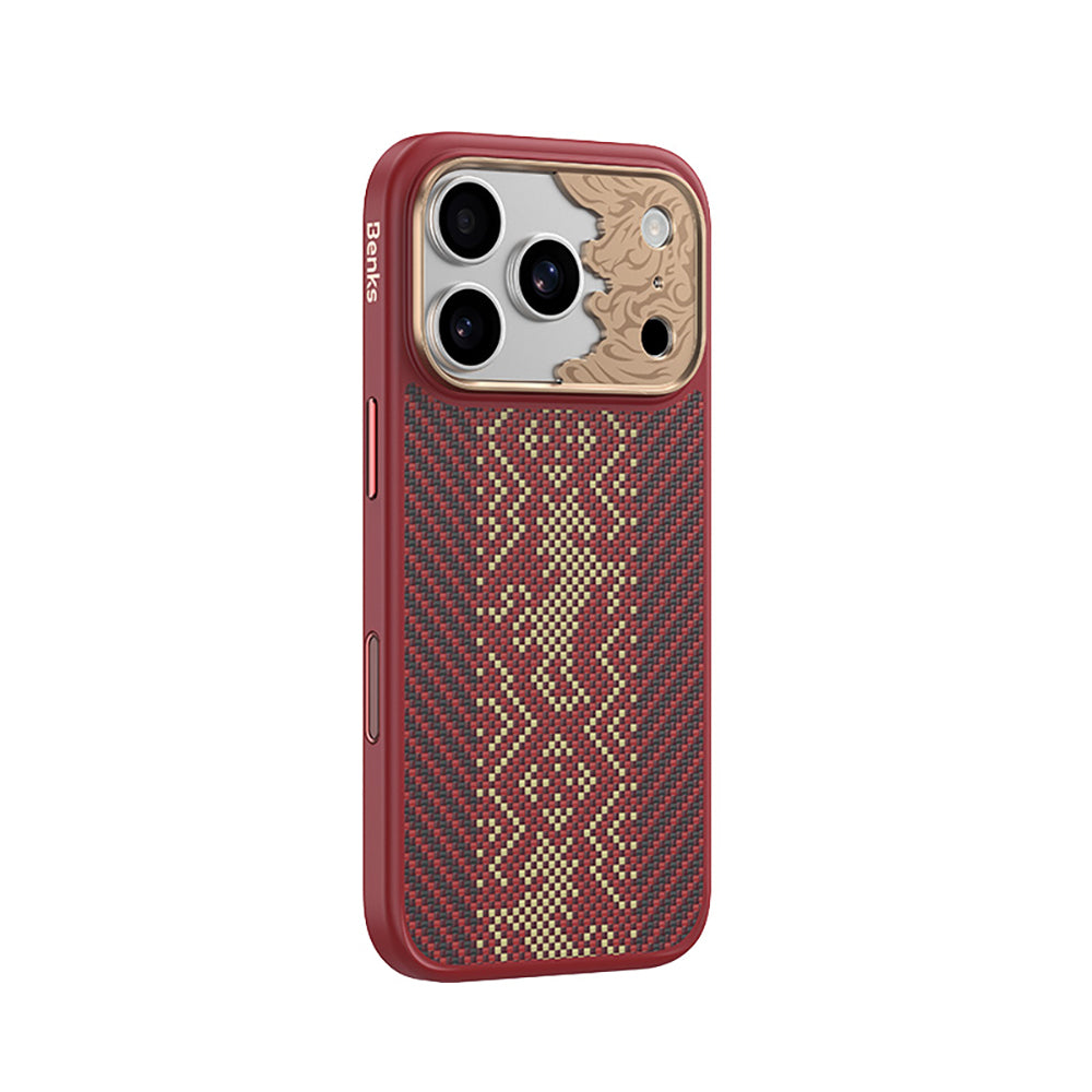 __vg|Kırmızı|3|6948005927554-04|Apple iPhone 17 Pro Max Kılıf MagSafe Şarj Özellikli Karbon Fiber Tasarımlı Benks Knight ArmorPro Kevlar Kapak