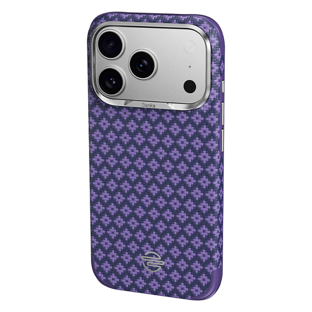 __vg|Mor|1|6948005928582-02|Apple iPhone 17 Pro Max Kılıf MagSafe Şarj Özellikli Benks ArmorPro ArmorEdge X9 Serisi Kevlar Karbon Kapak