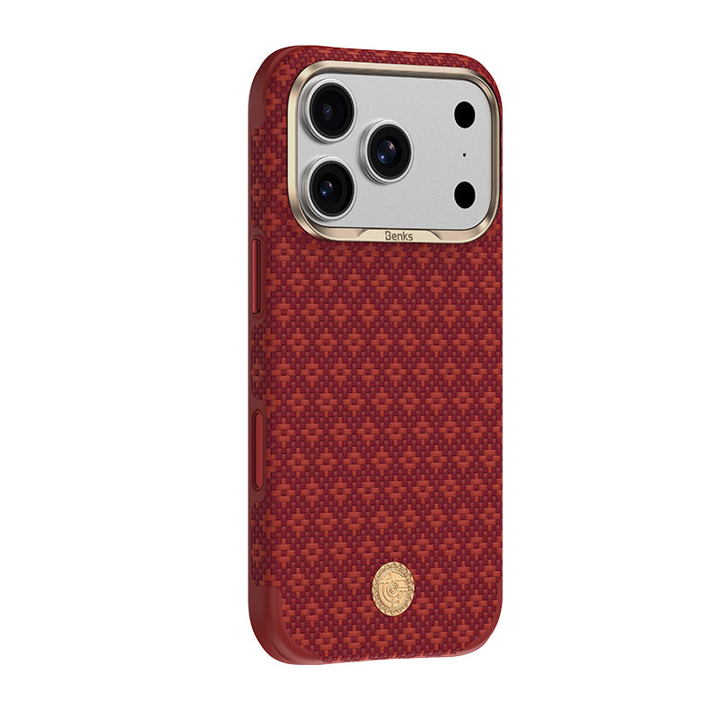 __vg|Kırmızı|0|6948005928599-01|Apple iPhone 17 Pro Max Kılıf MagSafe Şarj Özellikli Benks ArmorPro ArmorEdge X9 Serisi Kevlar Karbon Kapak