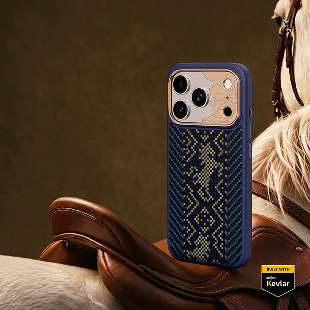 __vg|Lacivert|1|6948005933050-02|Apple iPhone 17 Pro Max Kılıf MagSafe Şarj Özellikli Karbon Fiber Tasarımlı Benks Knight ArmorPro Kevlar Kapak