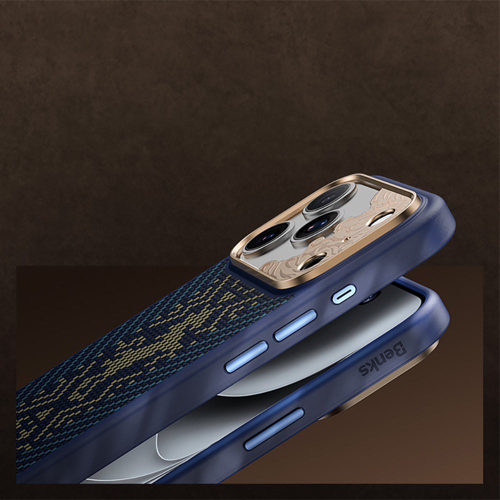 __vg|Lacivert|2|6948005933050-03|Apple iPhone 17 Pro Max Kılıf MagSafe Şarj Özellikli Karbon Fiber Tasarımlı Benks Knight ArmorPro Kevlar Kapak