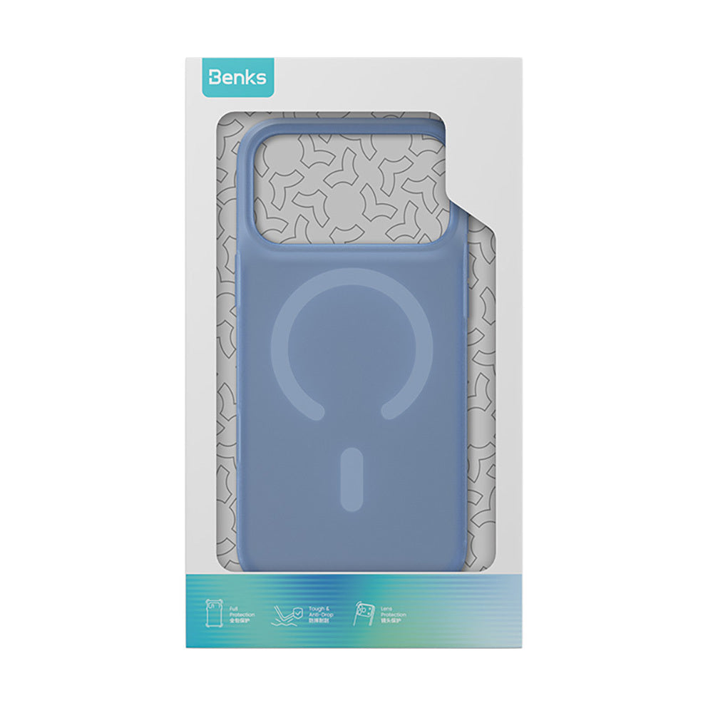 Apple iPhone 18 Pro Max Kılıf MagSafe Şarj Özellikli Benks C-Magnet Lucid ArmorPro Kapak - Mavi
