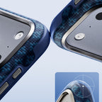 Apple iPhone 18 Pro Kılıf MagSafe Şarj Özellikli Yükseltilmiş Kamera Çerçeveli Benks ArmorGrid ArmorEdge X9 Serisi Kevlar Karbon Kapak - Lacivert