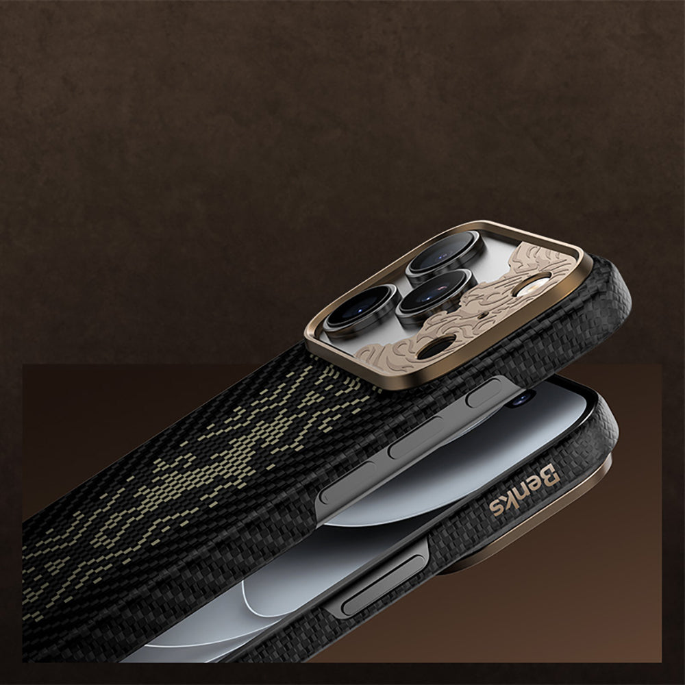__vg|Siyah|4|6948005960216-05|Apple iPhone 17 Pro Max Kılıf MagSafe Şarj Özellikli Karbon Fiber Tasarımlı Benks Knight ArmorAir Kevlar Kapak