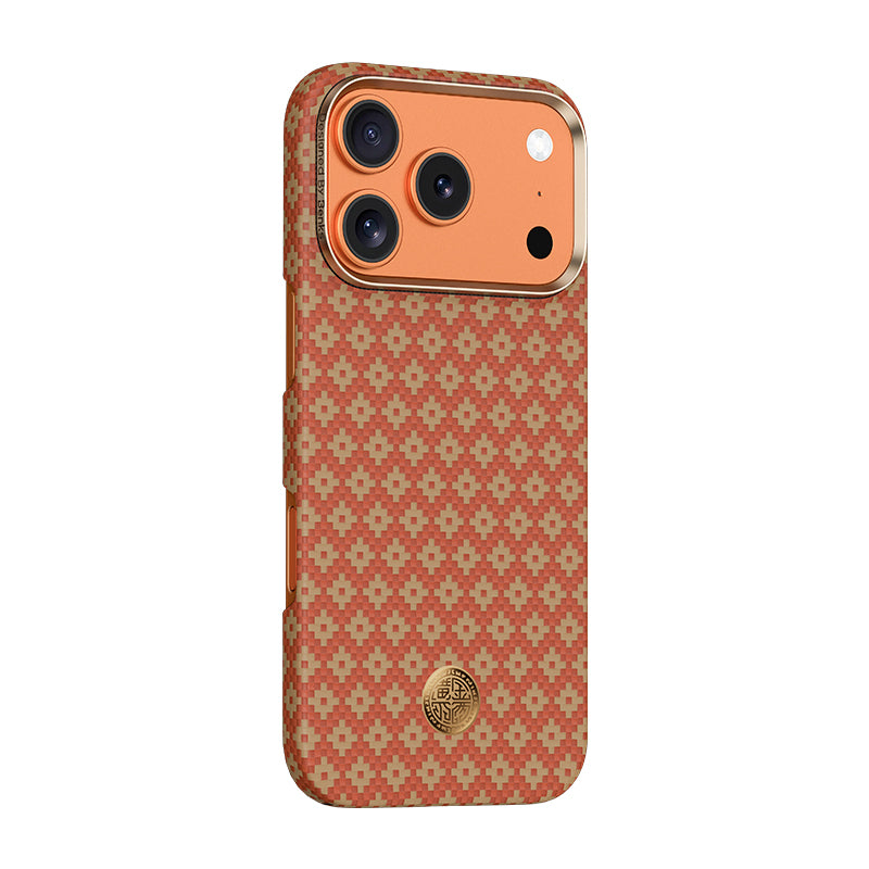 __vg|Açık Turuncu|0|6948005970406-01|Apple iPhone 17 Pro Max Kılıf MagSafe Şarj Özellikli Benks ArmorAir ArmorGrid Serisi Kevlar Karbon Kapak