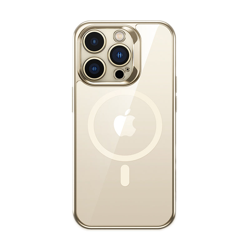 __vg|Gold|0|6948005985127-01|Apple iPhone 14 Pro Max Kılıf MagSafe Şarj Özellikli Premium Cam Arka Yüzey Benks Electroplated Kapak