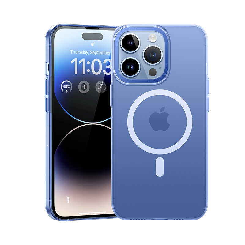 __vg|Mavi|0|6948005987237-01|Apple iPhone 14 Pro Max Kılıf Wireless Şarj Destekli Benks Magnetik Haze Kapak