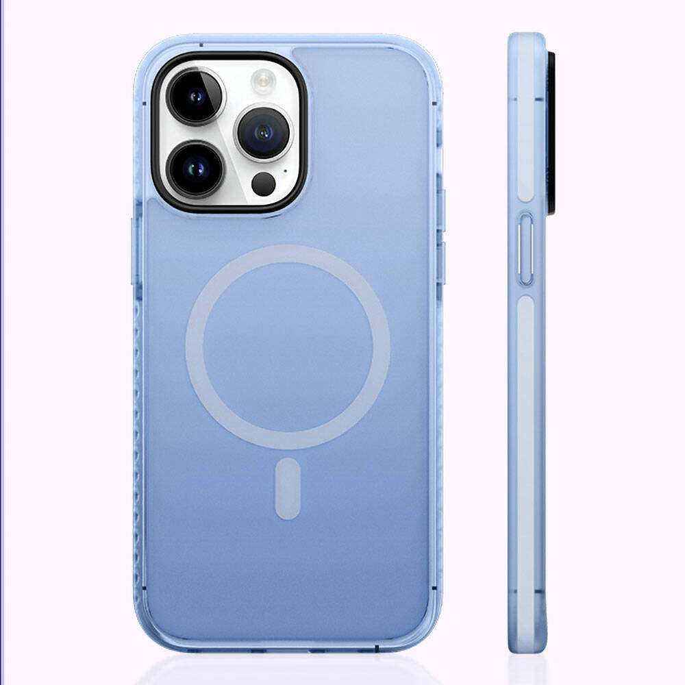 __vg|Mavi|0|6948005988593-01|Apple iPhone 14 Pro Max Kılıf MagSafe Şarj Özellikli Mat Arka Yüzey Benks Drop Resistance Kapak