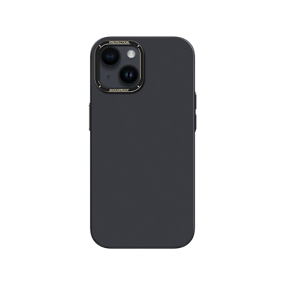__vg|Siyah|0|6955482514979-01|Apple iPhone 14 Kılıf Metal Kamera Çerçeveli Recci Glaze Serisi Kapak