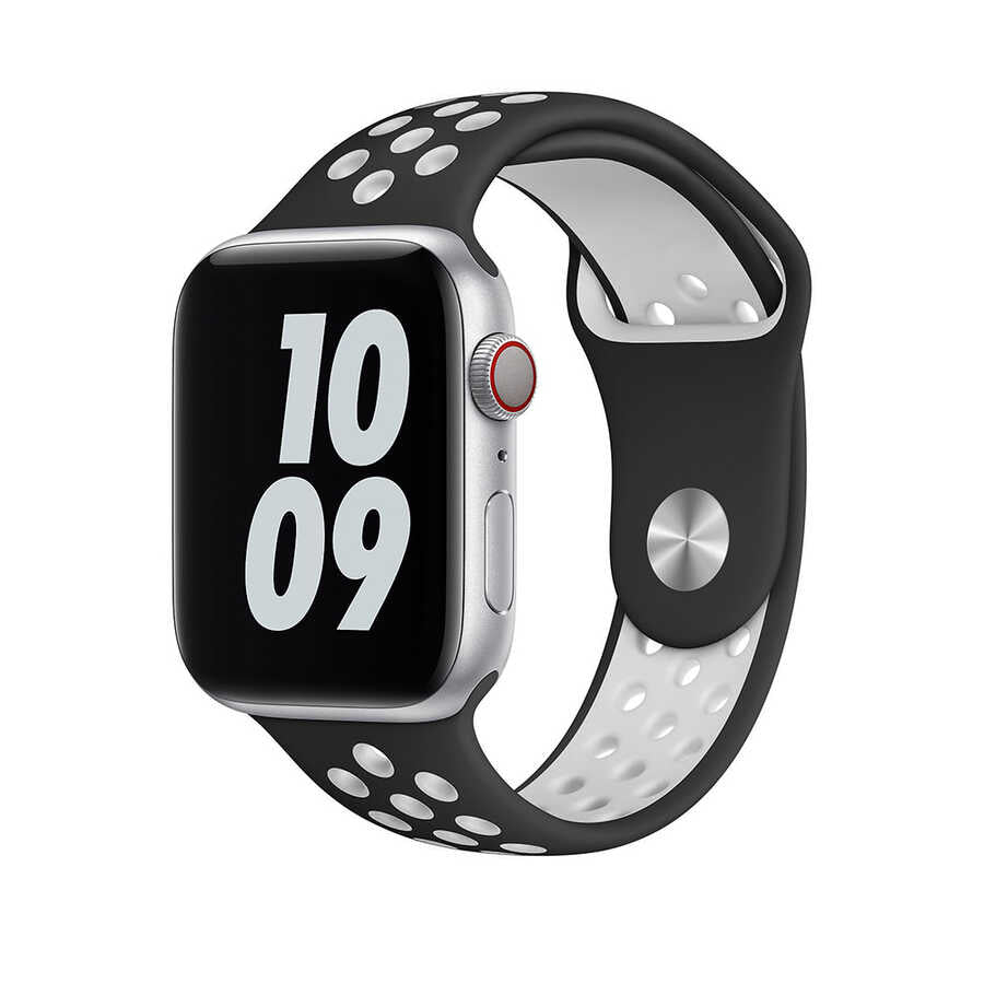 __vg|Siyah-Beyaz|0|6973218937199-01|Apple Watch 42mm Wiwu Dual Color Sport Band Silikon Kordon