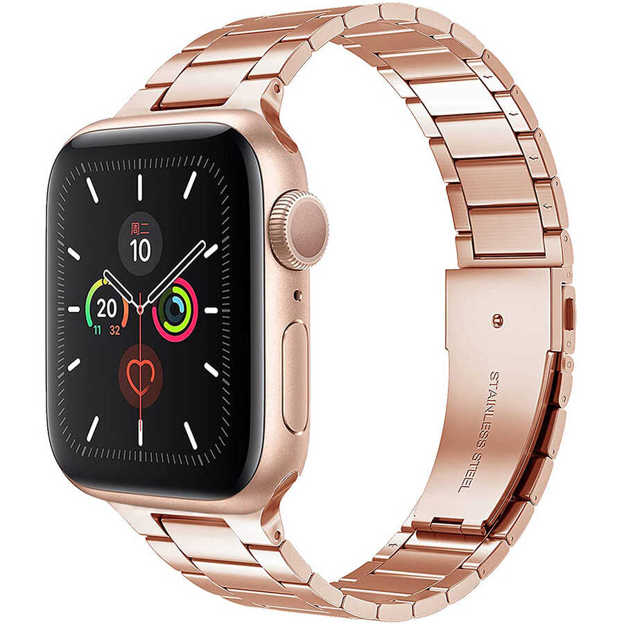 __vg|Gold|0|6973218937694-01|Apple Watch 44mm Wiwu Ultra Thin Steel Belt Three Beads Metal Kordon