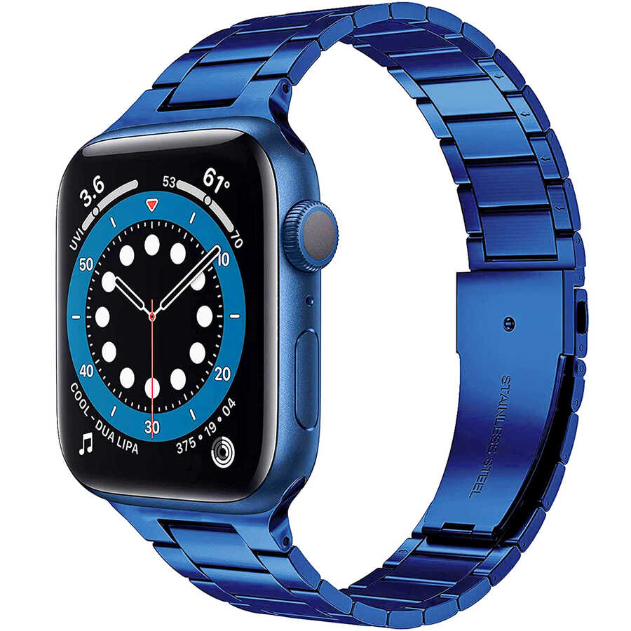 __vg|Mavi|0|6973218937700-01|Apple Watch 42mm Wiwu Ultra Thin Steel Belt Three Beads Metal Kordon