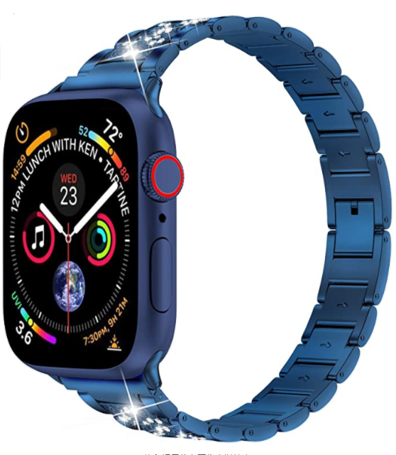 __vg|Mavi|0|6973218937748-01|Apple Watch 38mm Wiwu Three Beads Set Auger Metal Kordon