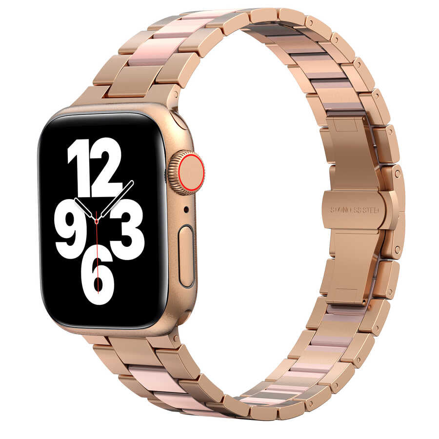 __vg|Pembe|0|6973218937847-01|Apple Watch 38mm Wiwu Resin Steel Belt Metal Kordon