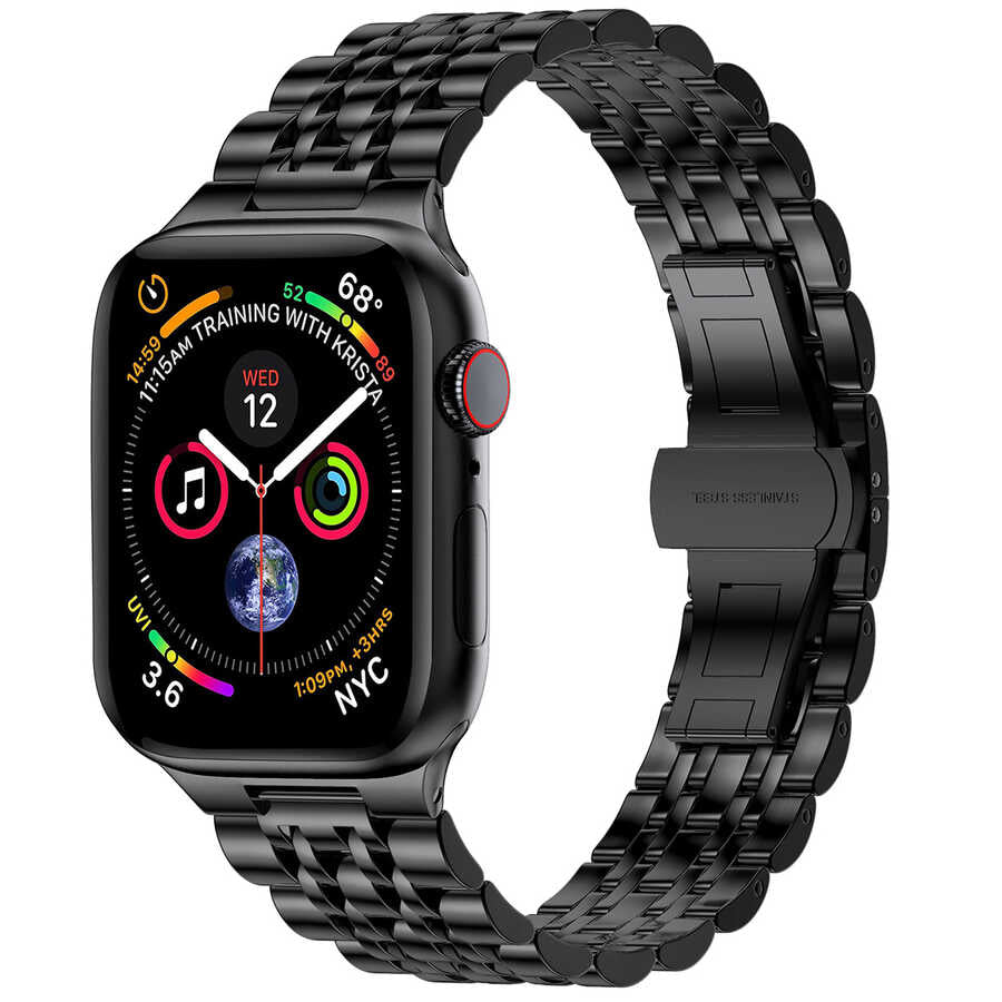 __vg|Siyah|0|6973218937953-01|Apple Watch 40mm Wiwu Seven Beads Steel Belt Metal Kordon