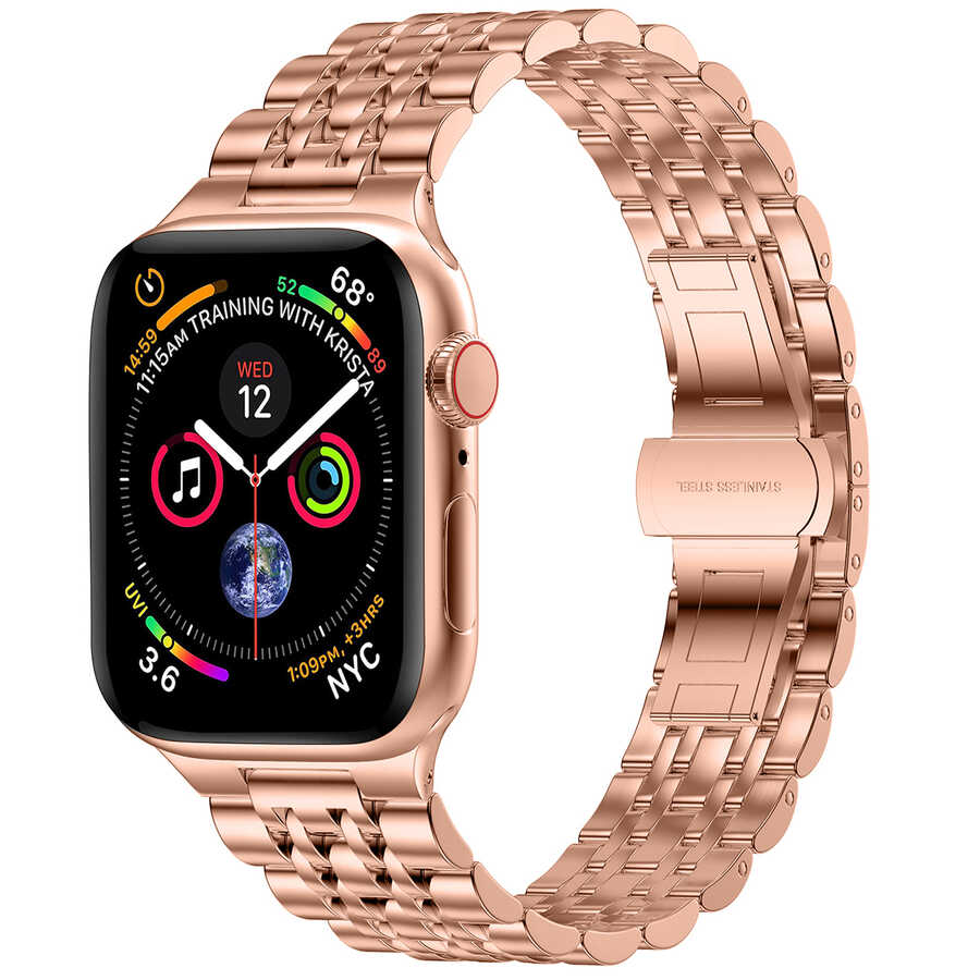 __vg|Gold|0|6973218937977-01|Apple Watch 44mm Wiwu Seven Beads Steel Belt Metal Kordon