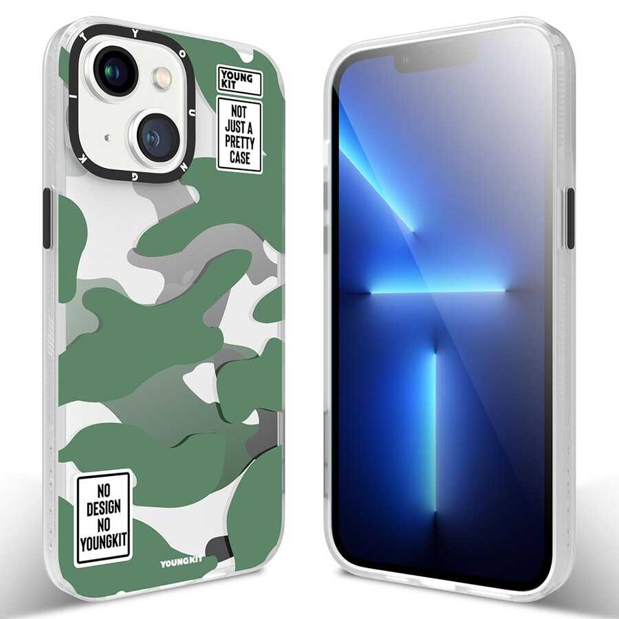 __vg|Yeşil|0|6974750880752-01|Apple iPhone 13 Kılıf YoungKit Kamuflaj Serisi Kapak