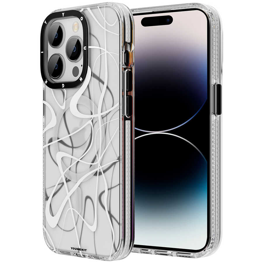 __vg|Beyaz|0|6974750884491-01|Apple iPhone 14 Pro Kılıf MagSafe Şarj Özellikli Youngkit Water-Ink Serisi Kapak