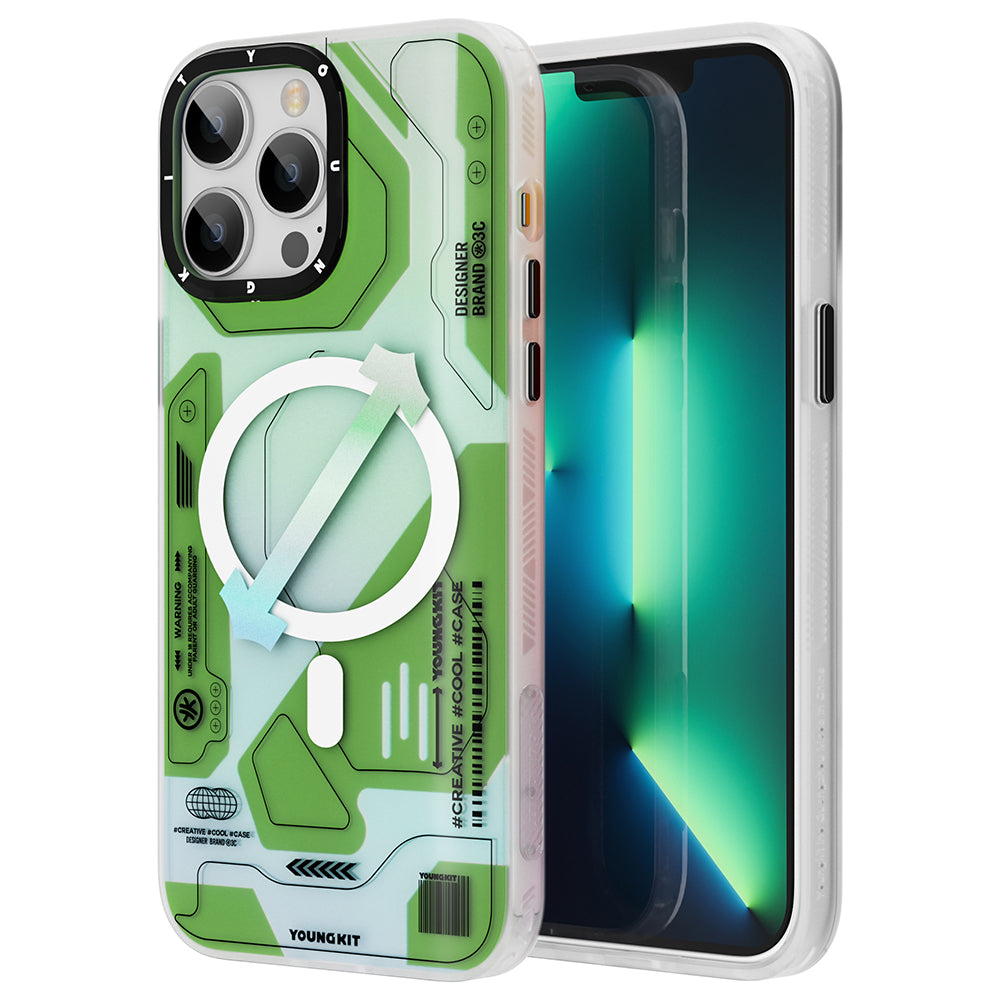 __vg|Yeşil|0|6974750885047-01|Apple iPhone 13 Pro Kılıf MagSafe Şarj Özellikli YoungKit Metaverse Serisi Kapak