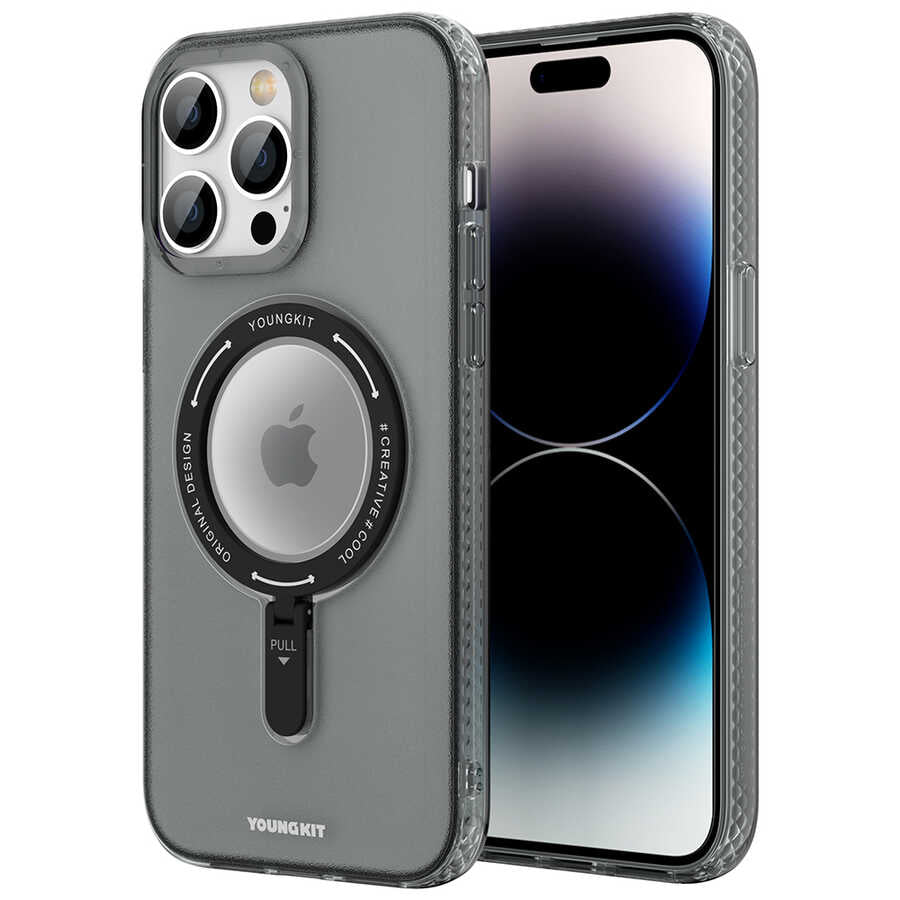 __vg|Siyah|0|6974750885504-01|Apple iPhone 14 Pro Max Kılıf MagSafe Şarj Özellikli Youngkit Rock Serisi Kapak