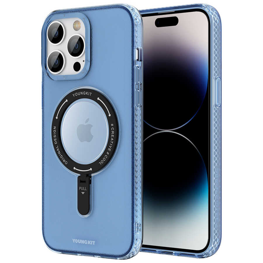 __vg|Mavi|0|6974750885542-01|Apple iPhone 14 Pro Max Kılıf MagSafe Şarj Özellikli Youngkit Rock Serisi Kapak