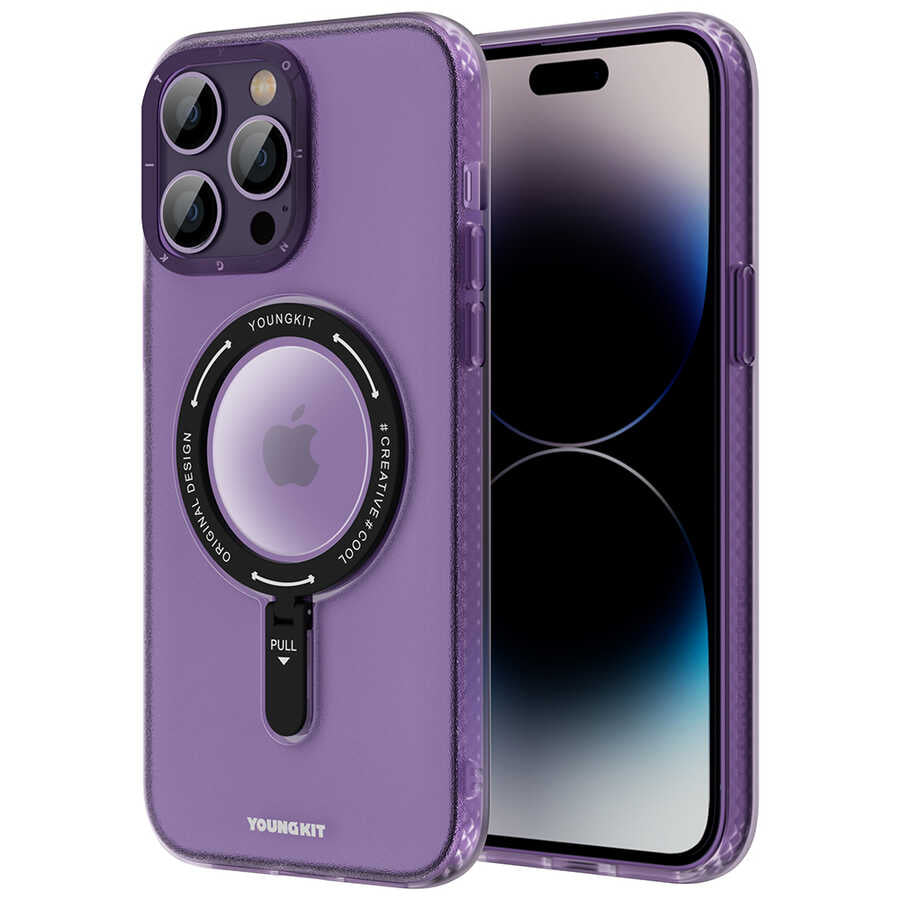 __vg|Derin Mor|0|6974750885580-01|Apple iPhone 14 Pro Max Kılıf MagSafe Şarj Özellikli Youngkit Rock Serisi Kapak