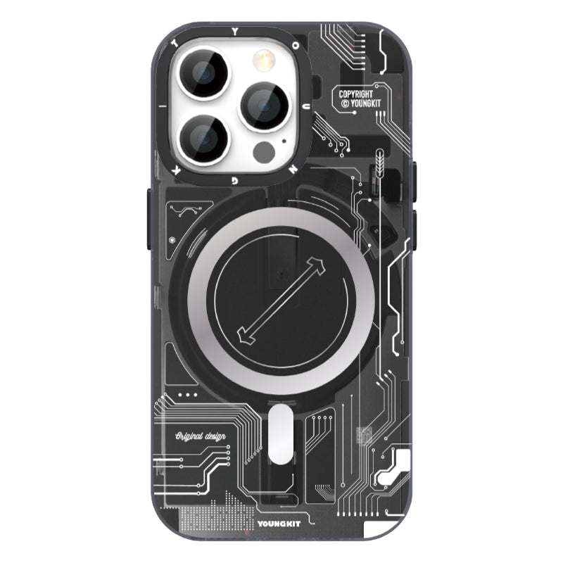 __vg|Siyah-Gri|0|6974750886594-01|Apple iPhone 14 Pro Max Kılıf MagSafe Şarj Özellikli YoungKit Technology Serisi Kapak